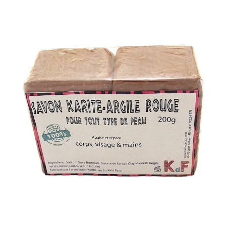 Savon au beurre de karité et à l'argile rouge